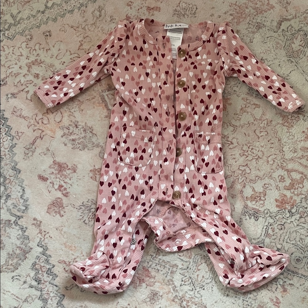 Nicole Miller Pink and Red Heart Kids Footie